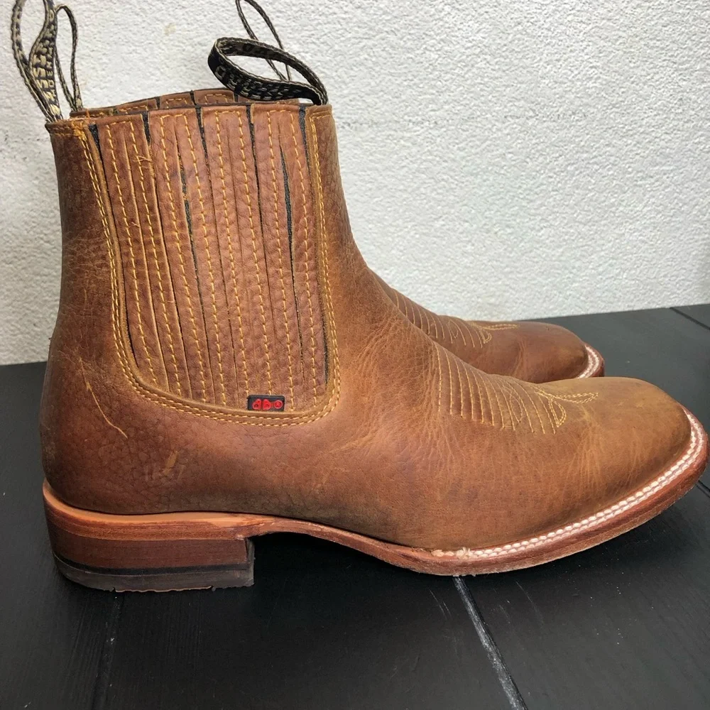 Besserro Brown Nubuck Leather Square-Toe Ankle Boots 38